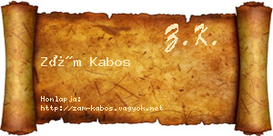 Zám Kabos névjegykártya